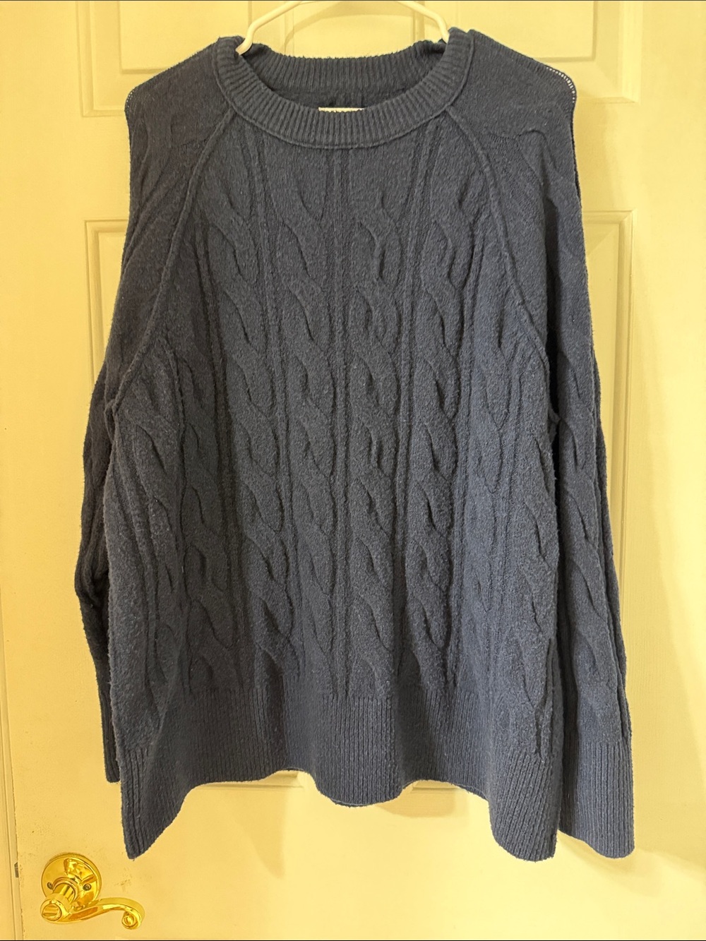 aerie Cable Knit Crewneck Sweater - navy Blue